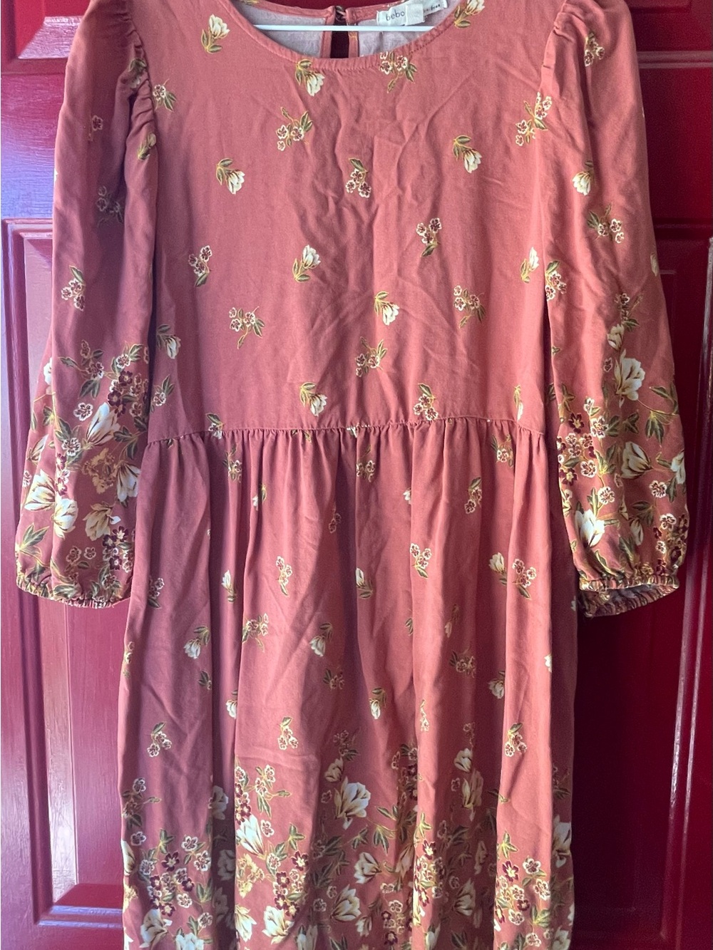 BeBop Rust Floral Peasant Dress